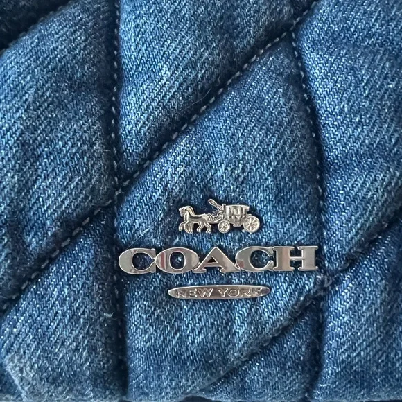 Coach Carmen Mini Denim Quilted Hobo/Crossbody Bag - Picture 2 of 13